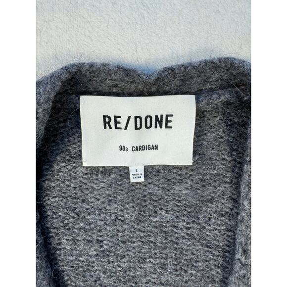RE/DONE 90's Gray Wool Cardigan Sweater Boyfriend Grandpa Cardi Large - Picture 5 of 7